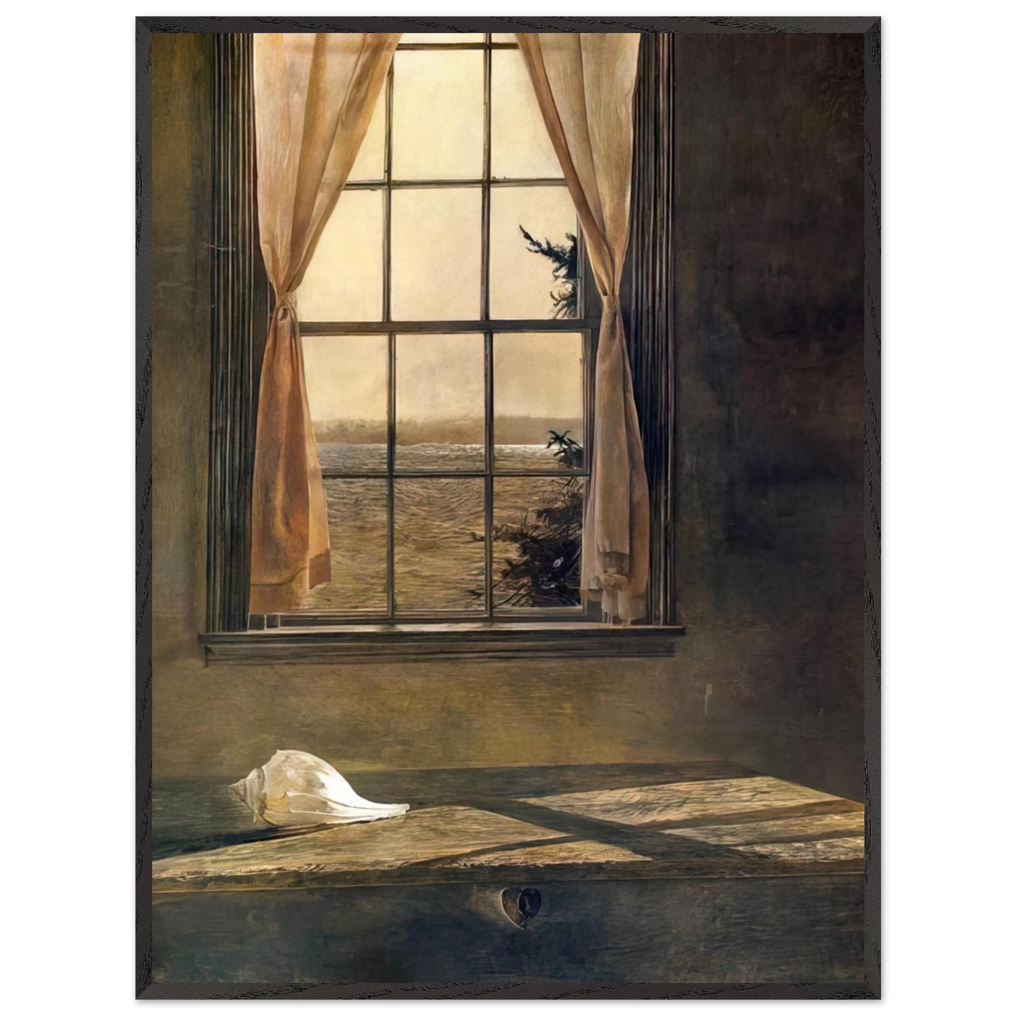 Andrew Wyeth - HER ROOM Wall Art - 21x29.7 cm / 8x12" - Premium Wooden Framed Poster With Fine Art Paper-canvas - Wood frame