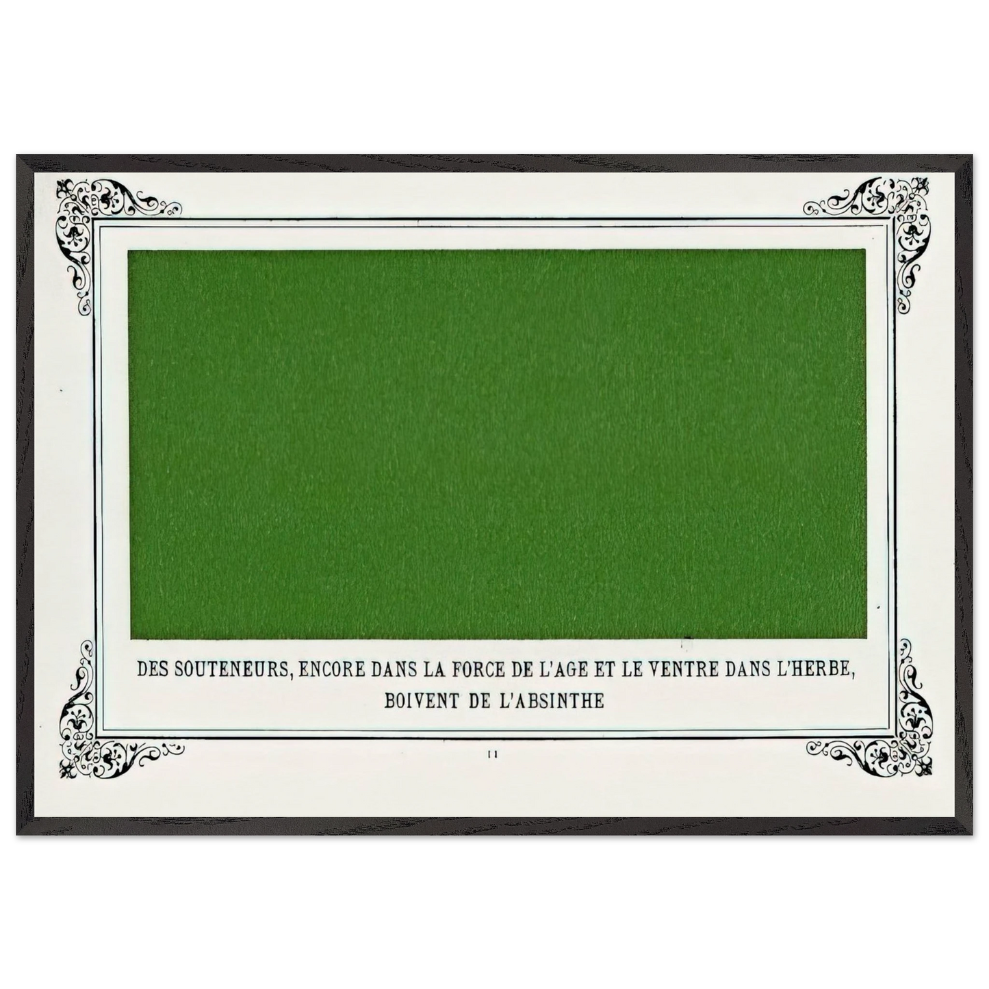 Some Pimps Known as Green Backs on their Bellies in the Grass Drinking Absinthe - Alphonse Allais 70x100 cm / 28x40 inches Framed Art Print – Black Wooden Frame