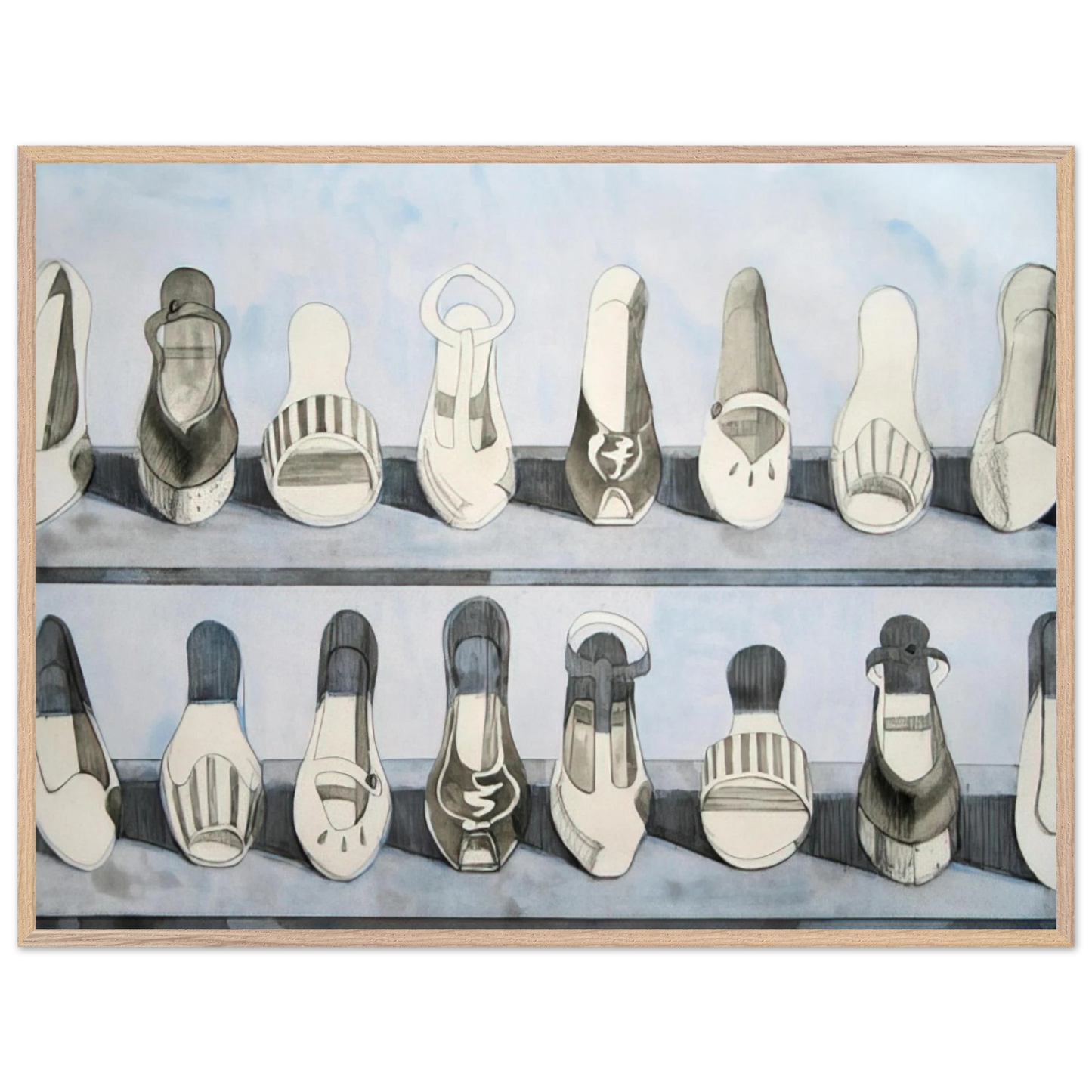 Wayne Thiebaud - Shoe Rows - 1975 Wall Art - 30x40 cm / 12x16 inches - Fine Art Poster - -