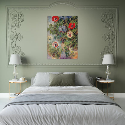 Stilll Life with Anemones - claude monet Brushed Aluminum Print - 70x100 cm / 28x40 inches | claude monet Aluminum Print | claude monet Prints