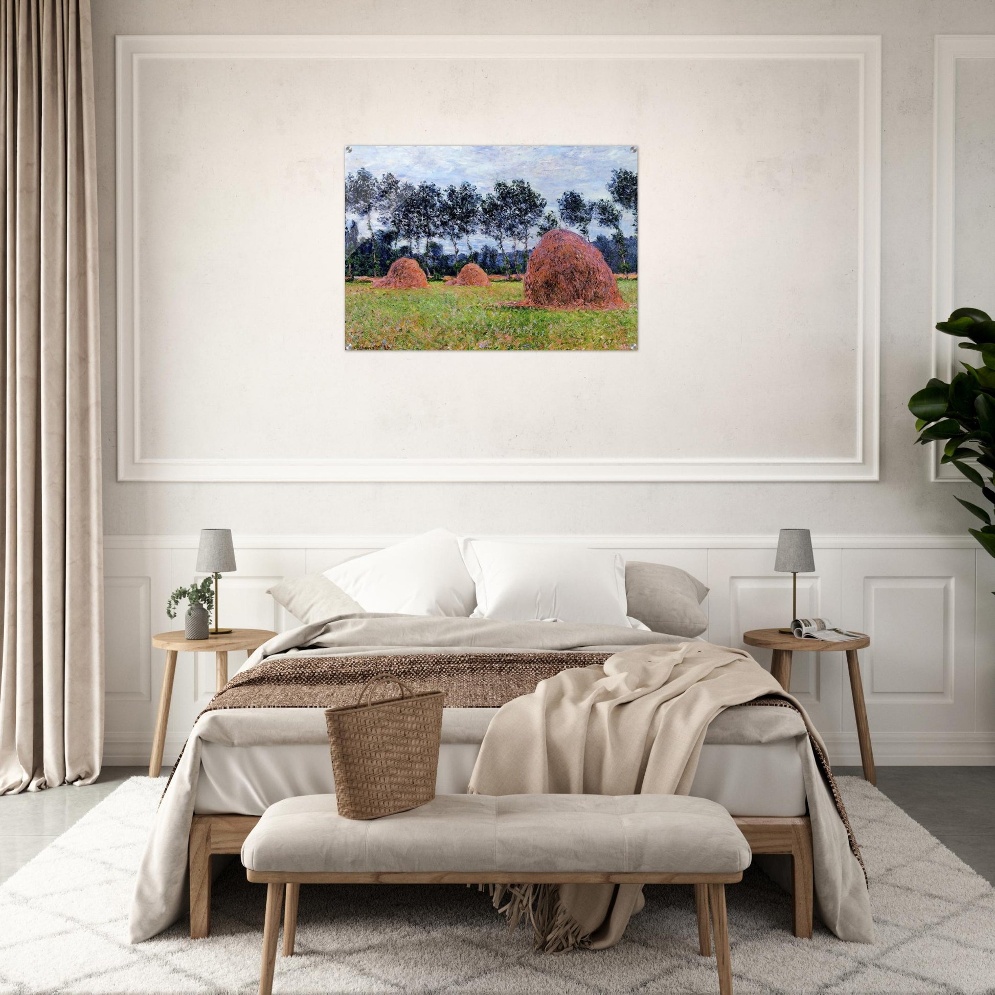 Haystacks, Overcast Day - claude monet Acrylic Print - 70x100 cm / 28x40″ inches | claude monet Wall Art | claude monet Prints