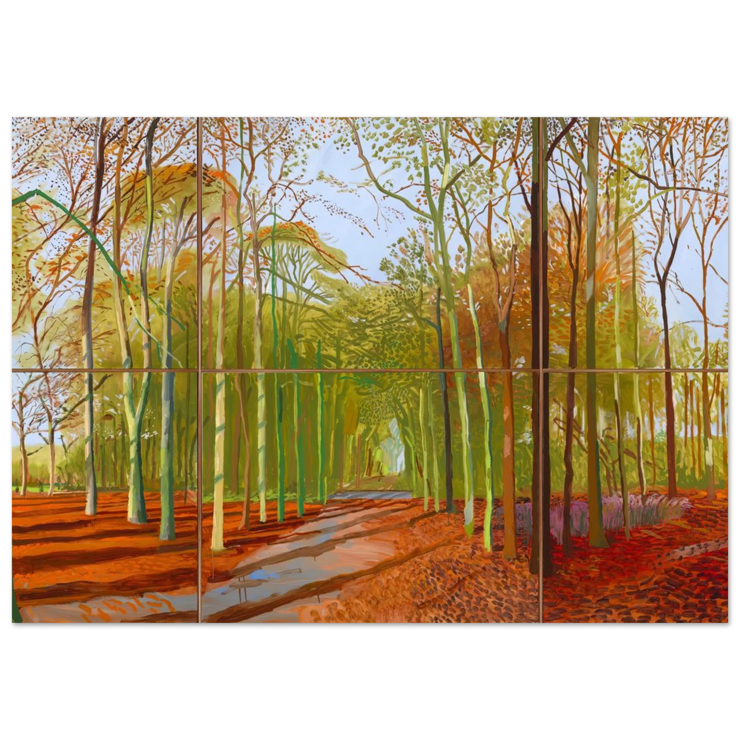 David Hockney - Woldgate Woods, 21, 23 & 29 November 2006 - A3 (29.7 x 42  cm) - Premium Wooden Framed Poster With Fine Art Paper-canvas - White frame