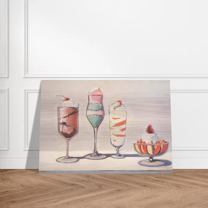Four Sundaes - Pop Art - Wayne Thiebaud Brushed Aluminum Print - 70x100 cm / 28x40 inches | Wayne Thiebaud Aluminum Print | Wayne Thiebaud Prints