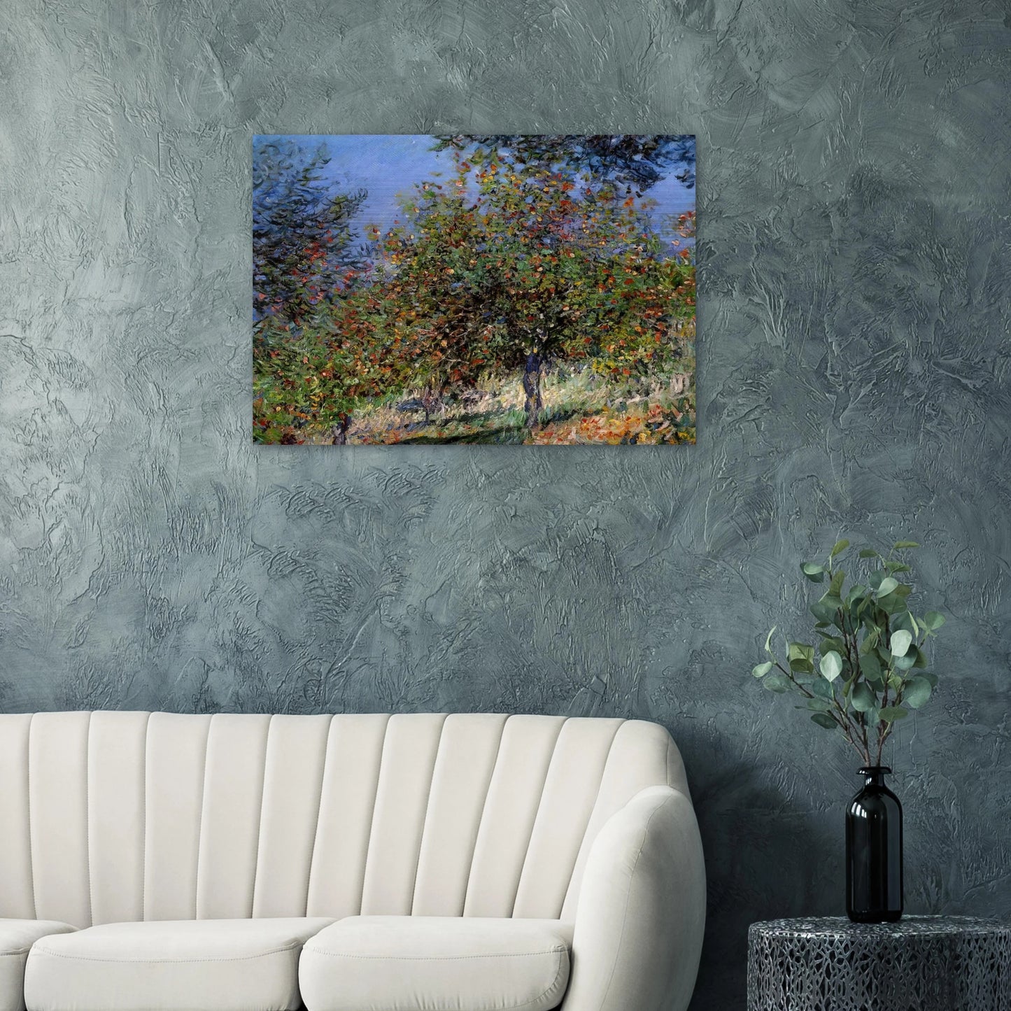 Apple Trees on the Chantemesle Hill - claude monet Brushed Aluminum Print - 70x100 cm / 28x40 inches | claude monet Aluminum Print | claude monet Prints