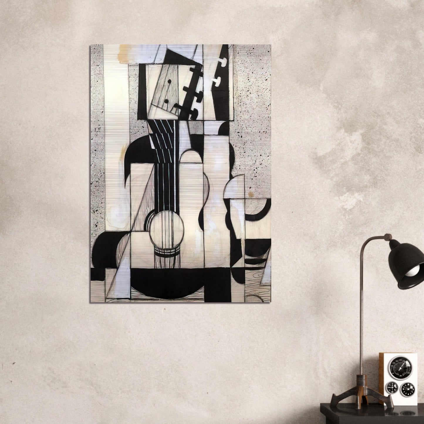 STILL LIFE WITH GUITAR 1913 - Juan Gris Brushed Aluminum Print - 70x100 cm / 28x40 inches | Juan Gris Aluminum Print | Juan Gris Prints