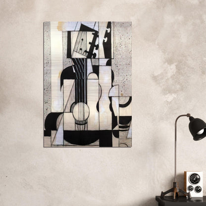 STILL LIFE WITH GUITAR 1913 - Juan Gris Brushed Aluminum Print - 70x100 cm / 28x40 inches | Juan Gris Aluminum Print | Juan Gris Prints