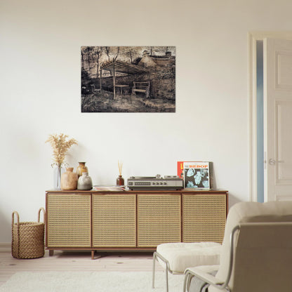 The Garden of the Parsonage with Arbor - Vincent van Gogh Brushed Aluminum Print - 70x100 cm / 28x40 inches | Vincent van Gogh Aluminum Print | Vincent van Gogh Prints