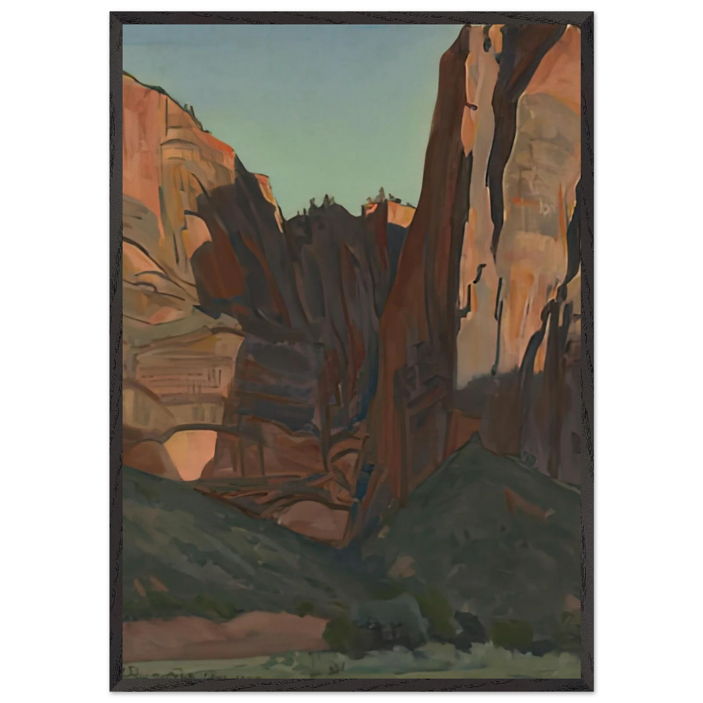 NOTCH IN THE WALL ZION NATIONAL PARK AUGUST 1933 1933 - Maynard Dixon 70x100 cm / 28x40 inches Framed Art Print – Black Wooden Frame | Maynard Dixon Paintings