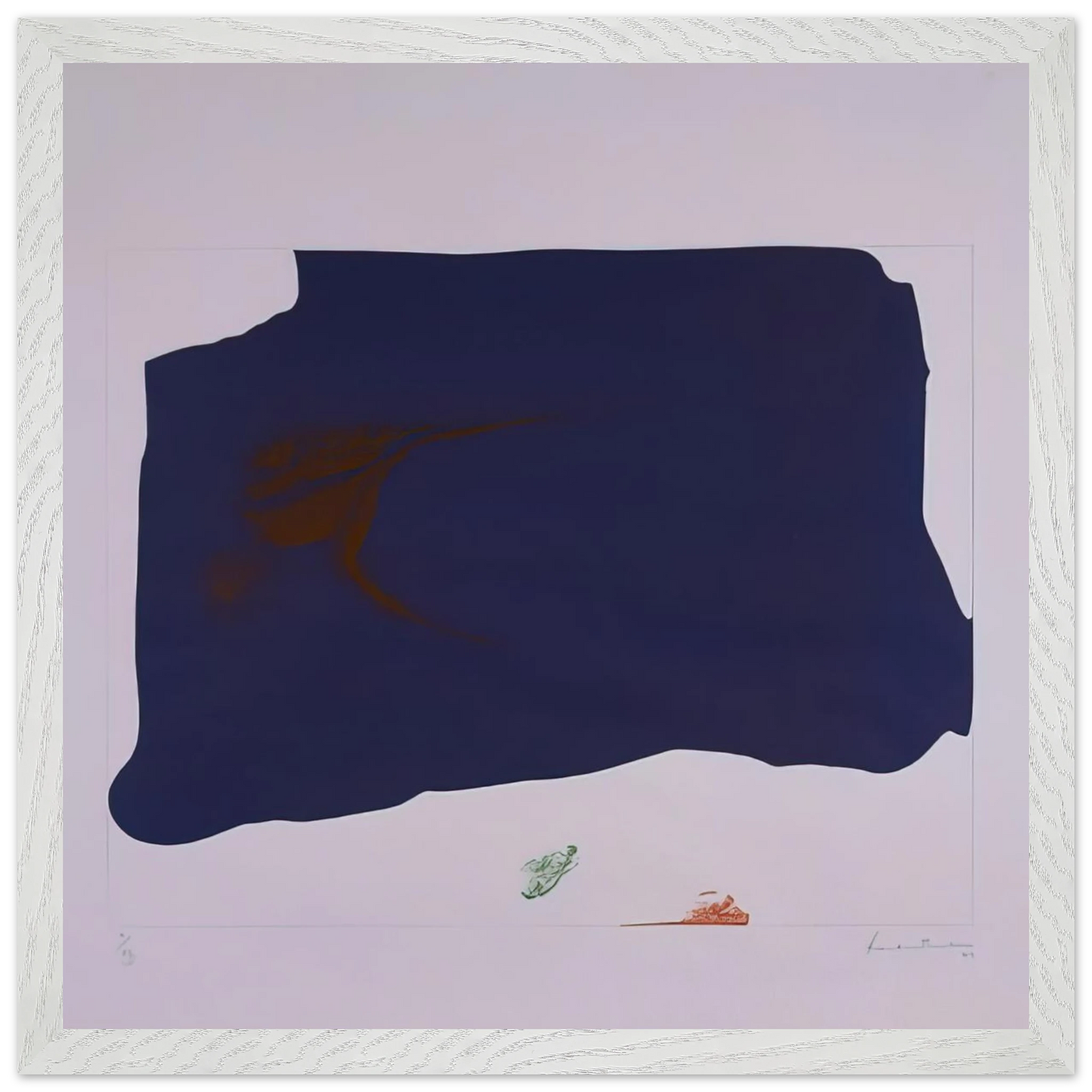 Helen Frankenthaler - Variation II on Mauve Corner - 1969 Wall art - 21x29.7 cm / 8x12" - Premium Wooden Framed Poster With Fine Art Paper-canvas - Black frame
