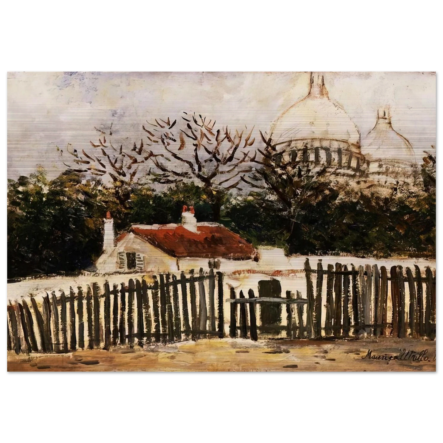 SACRE COEUR 2 - Maurice Utrillo Brushed Aluminum Print - 70x100 cm / 28x40 inches | Maurice Utrillo Aluminum Print | Maurice Utrillo Prints