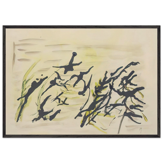 COMPOSITION 1 N1 - Henri Michaux 70x100 cm / 28x40 inches Framed Art Print – Black Wooden Frame