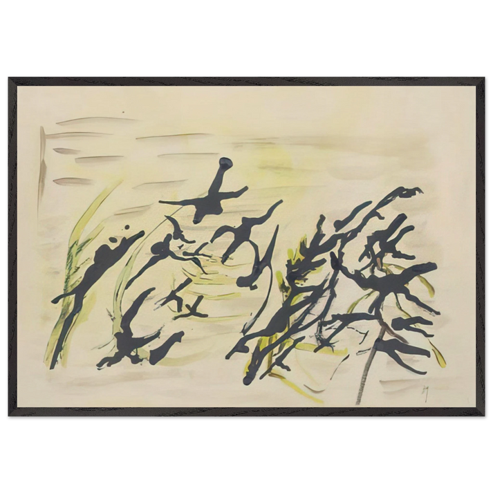 COMPOSITION 1 N1 - Henri Michaux 70x100 cm / 28x40 inches Framed Art Print – Black Wooden Frame