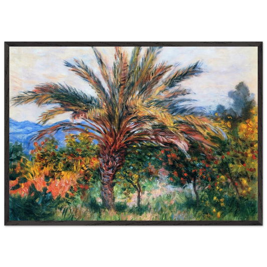 Palm Tree at Bordighera - claude monet 70x100 cm / 28x40 inches Framed Art Print – Black Wooden Frame
