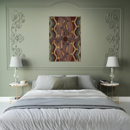 Possum Dreaming - 1981 - Clifford Possum Tjapaltjarri Brushed Aluminum Print - 70x100 cm / 28x40 inches | Clifford Possum Tjapaltjarri Aluminum Print | Clifford Possum Tjapaltjarri Prints