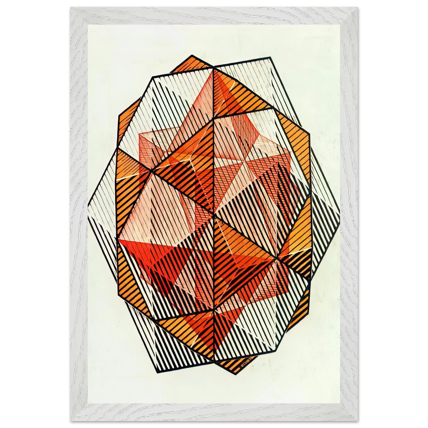 MC Escher - FOUR REGULAR SOLIDS Wall Art - 21x29.7 cm / 8x12" - Premium Wooden Framed Poster With Fine Art Paper-canvas - Black frame
