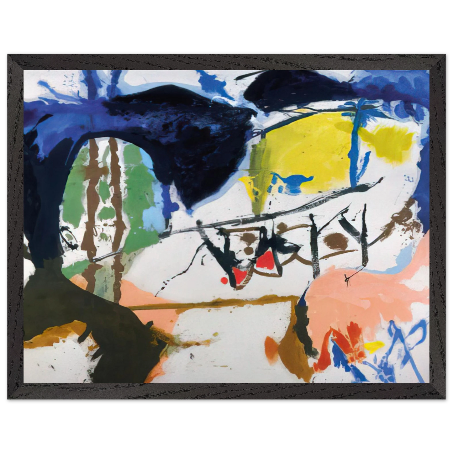 Helen Frankenthaler - Acres - 1959 Wall art - A2 (42 x 59.4  cm) - Premium Wooden Framed Poster With Fine Art Paper-canvas - Black frame