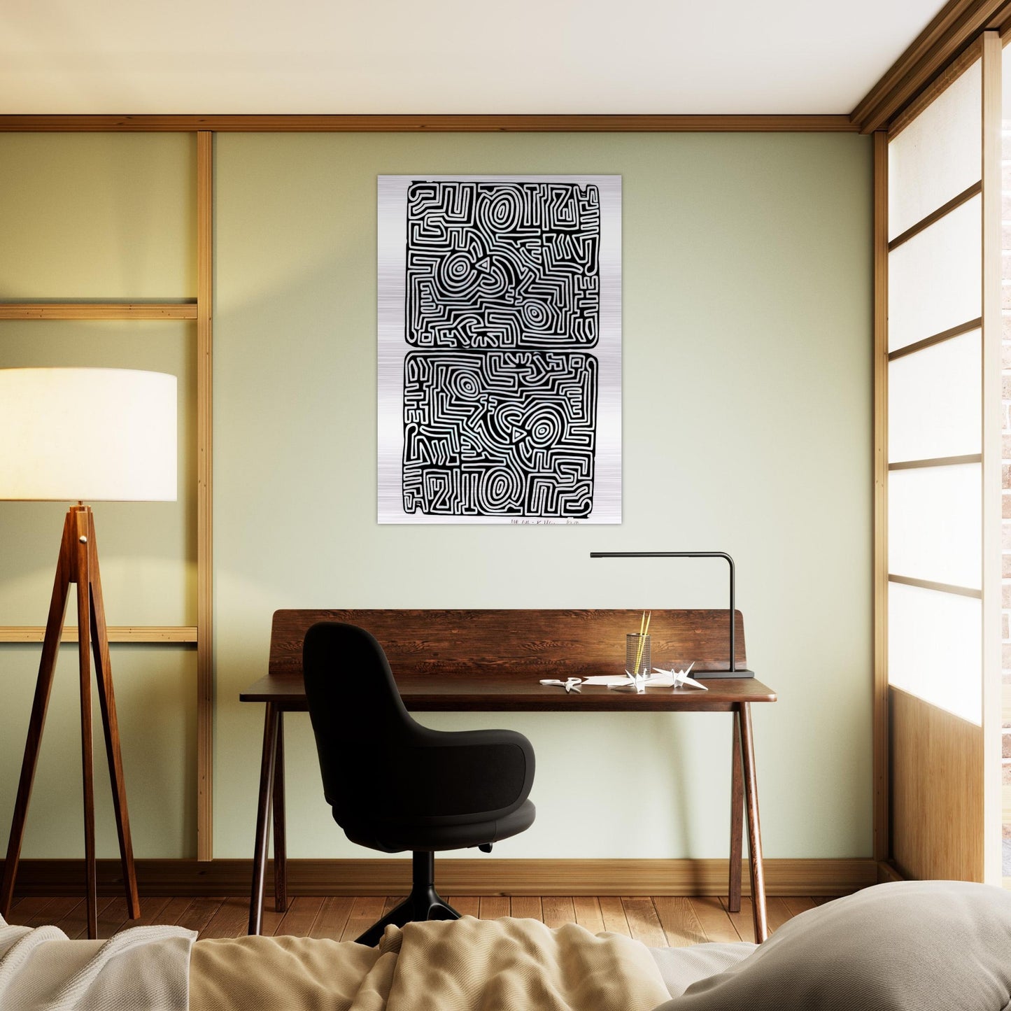 LABYRINTH 1989 - Keith Haring Brushed Aluminum Print - 70x100 cm / 28x40 inches | Keith Haring Aluminum Print | Keith Haring Prints