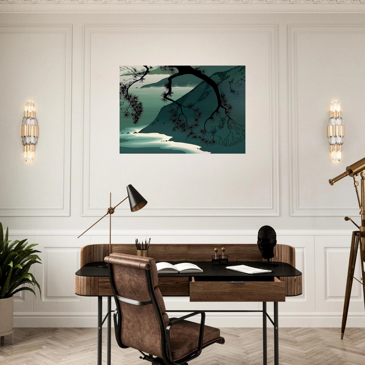 Quiet Evening - Eyvind Earle Brushed Aluminum Print - 70x100 cm / 28x40 inches | Eyvind Earle Aluminum Print | Eyvind Earle Prints