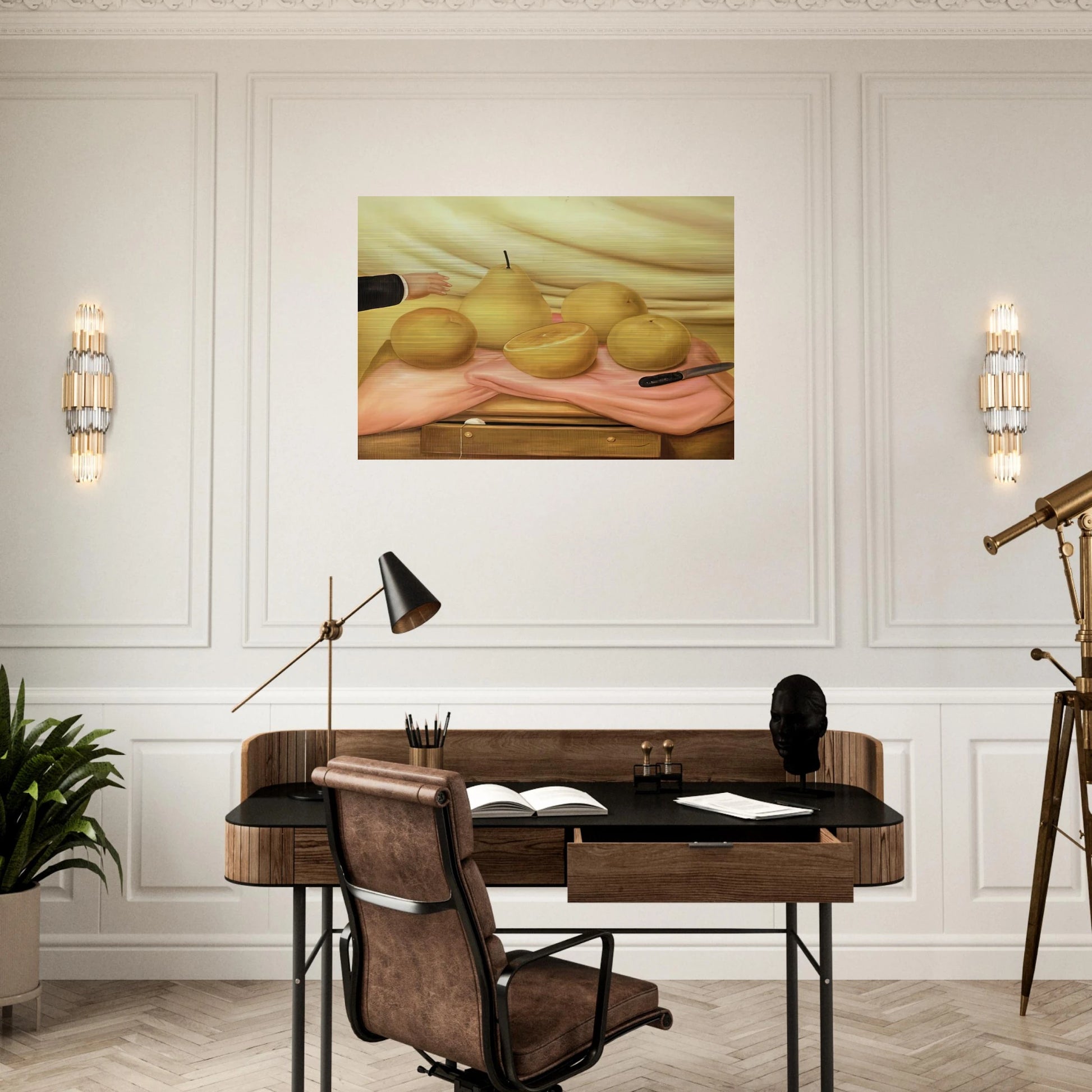 STILL LIFE WITH FRUITS - Fernando Botero Brushed Aluminum Print - 70x100 cm / 28x40 inches | Fernando Botero Aluminum Print | Fernando Botero Prints