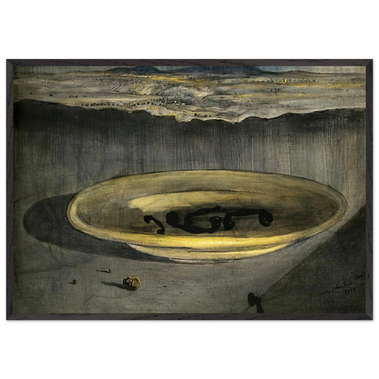 LANDSCAPE WITH TELEPHONES ON A PLATE - Salvador Dali 70x100 cm / 28x40 inches Framed Art Print – Black Wooden Frame