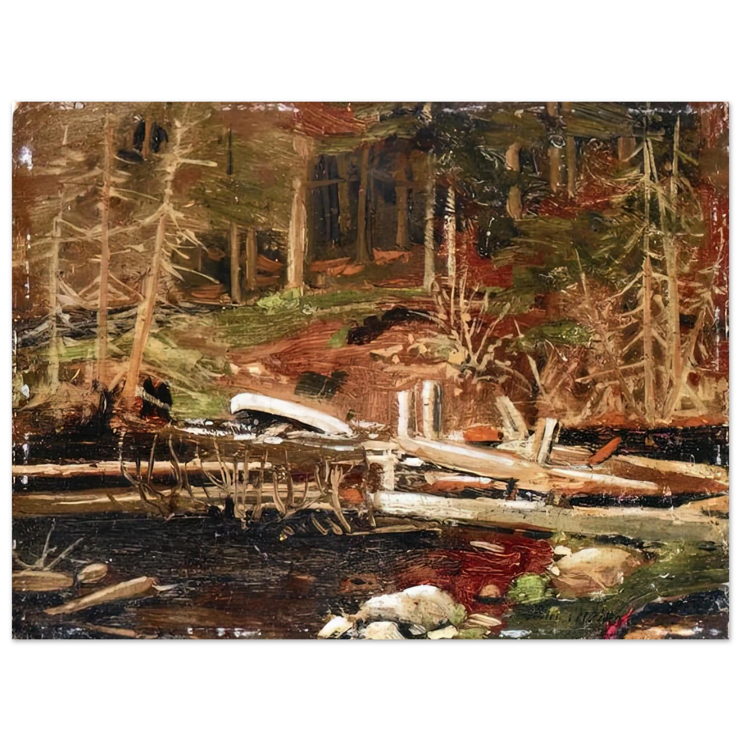 Tom Thomson - OLD LUMBER DAM ALGONQUIN PARK 1912  75x100 cm / 30x40inches Fine Art Poster