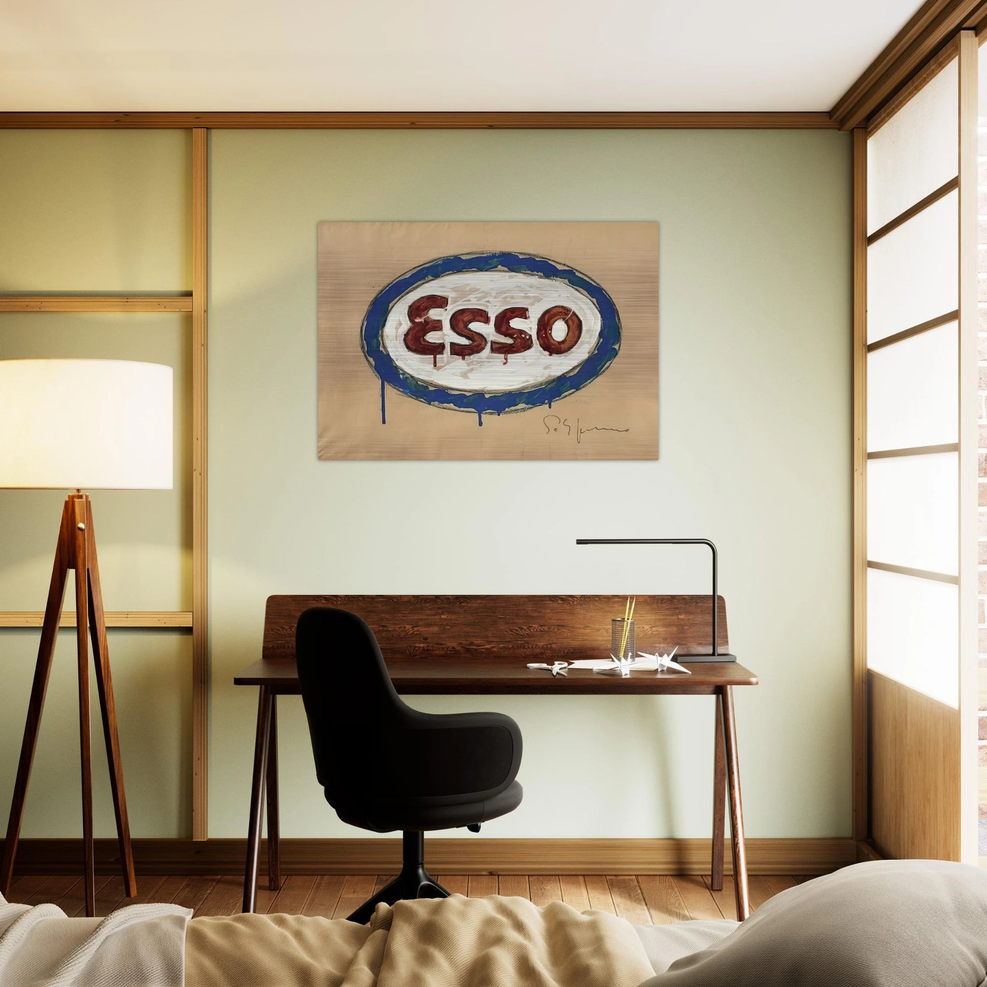 Esso - Pop Art - Mario Schifano Brushed Aluminum Print - 70x100 cm / 28x40 inches | Mario Schifano Aluminum Print | Mario Schifano Prints