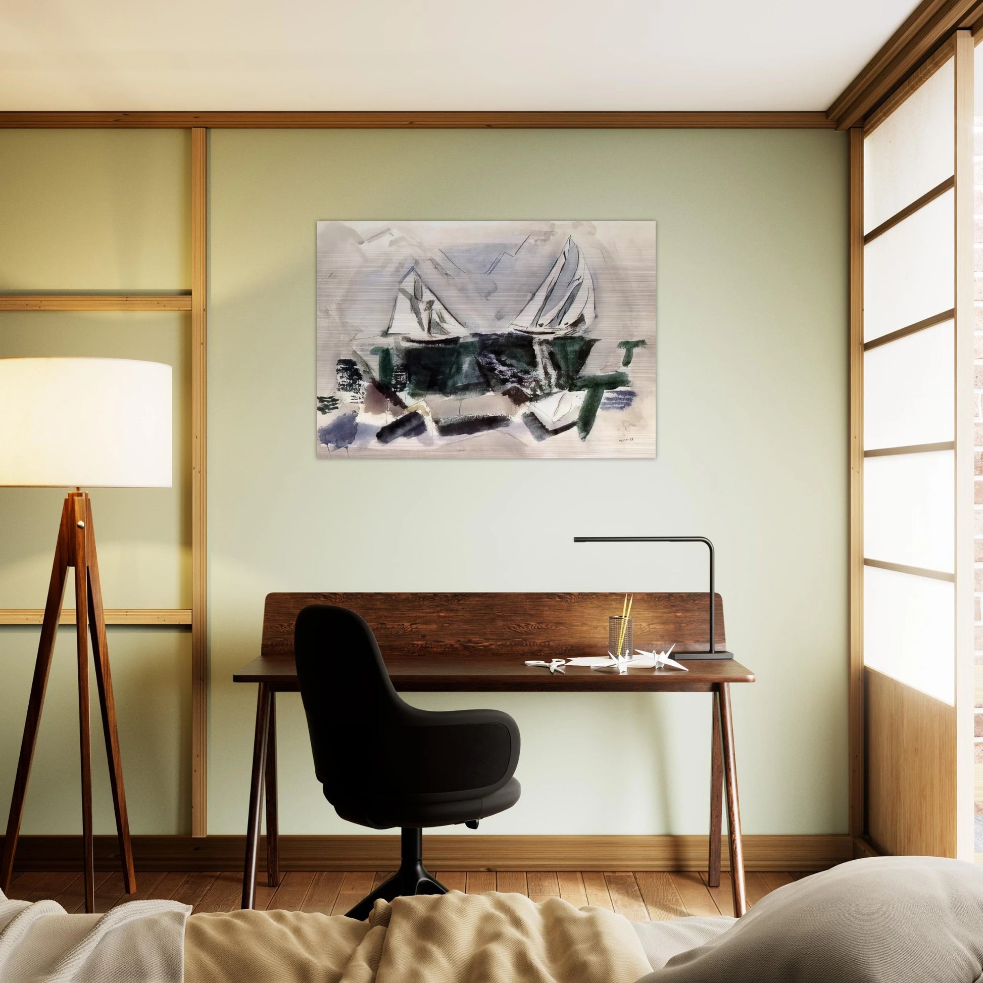 Schooner Yachts, Deer Isle, Maine - 1928 - John Marin Brushed Aluminum Print - 70x100 cm / 28x40 inches | John Marin Aluminum Print | John Marin Prints