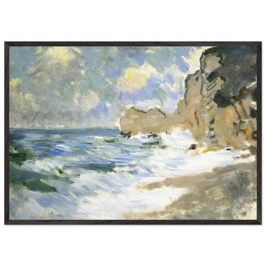 Receding Waves - claude monet 70x100 cm / 28x40 inches Framed Art Print – Black Wooden Frame