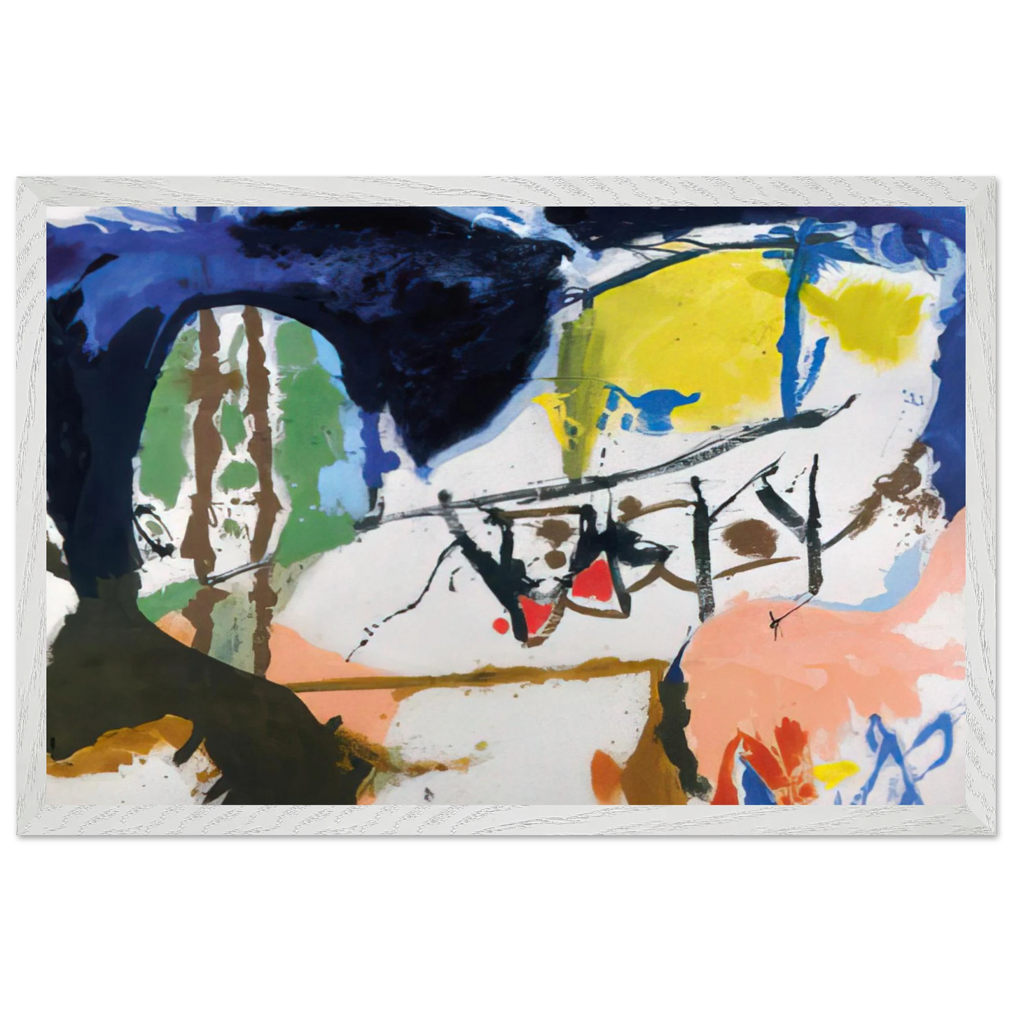 Helen Frankenthaler - Acres - 1959 Wall art - 70x100 cm / 28x40 inches - Premium Wooden Framed Poster With Fine Art Paper-canvas - White frame
