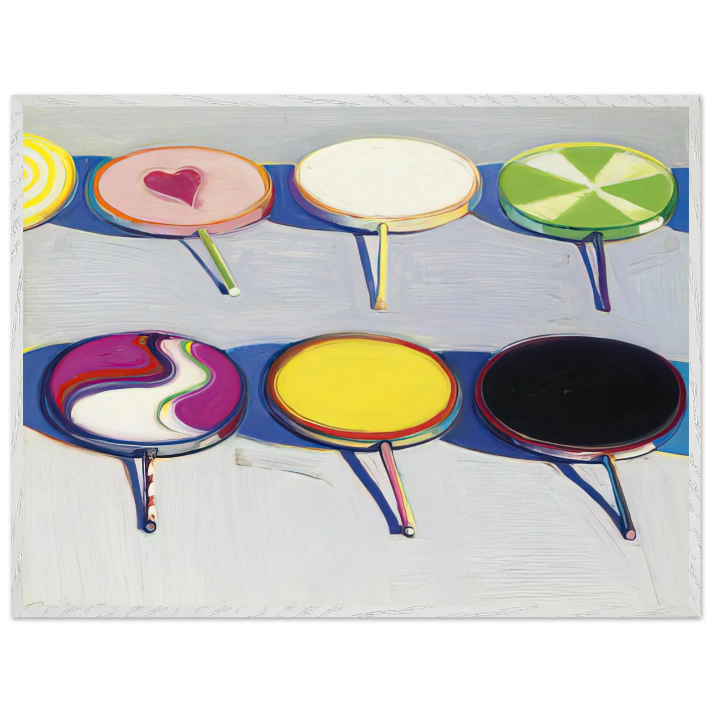 Wayne Thiebaud - Seven Suckers - 1970 Wall Art - 21x29.7 cm / 8x12" - Premium Wooden Framed Poster With Fine Art Paper-canvas - Black frame