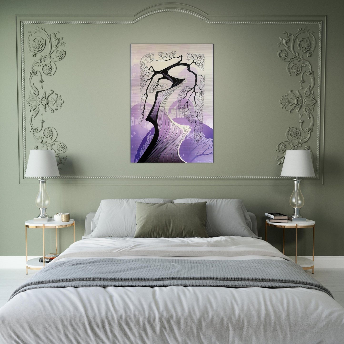 Carmel Cypress - Eyvind Earle Brushed Aluminum Print - 70x100 cm / 28x40 inches | Eyvind Earle Aluminum Print | Eyvind Earle Prints