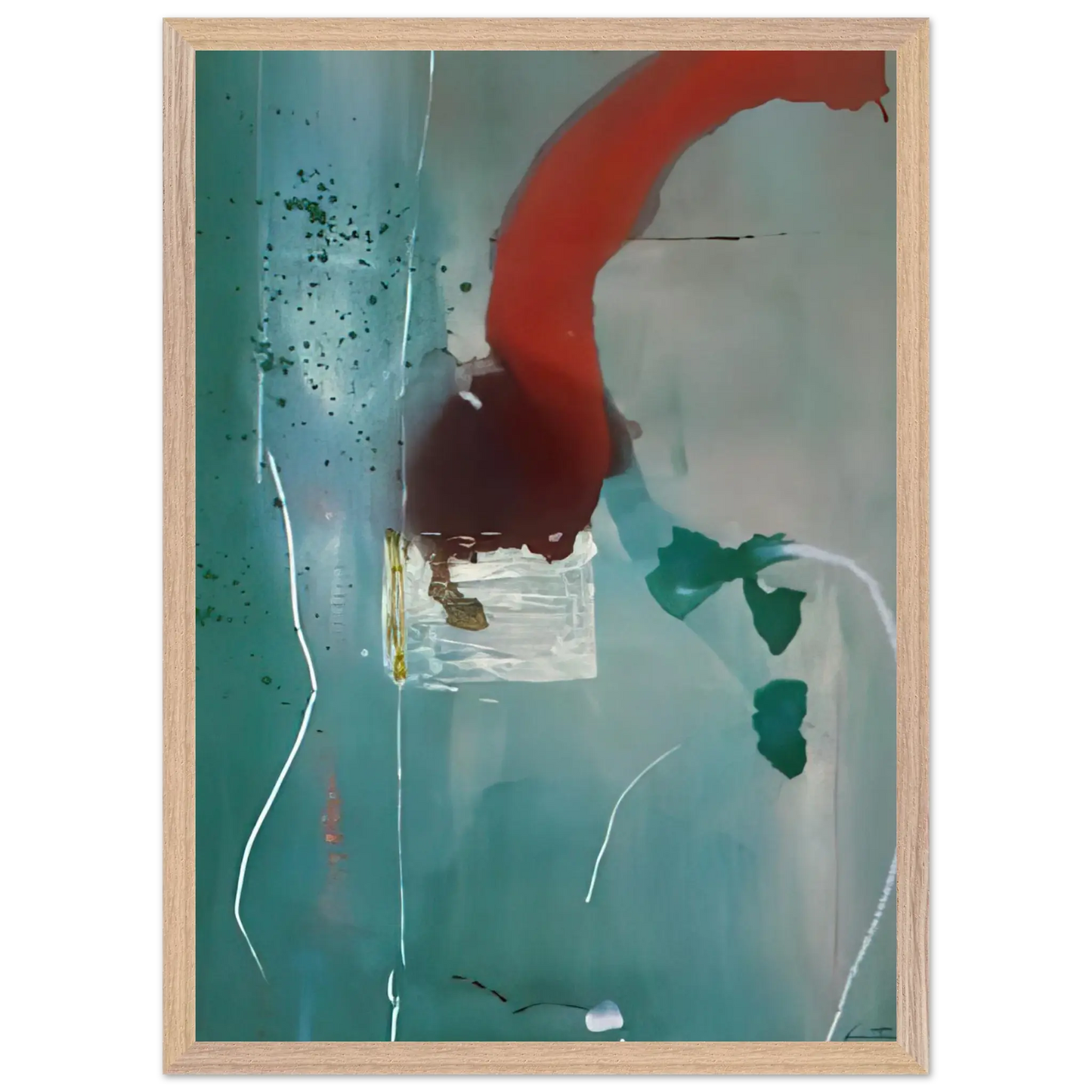 Helen Frankenthaler - Square One - 1985 Wall art - 28x43  cm / XL (11x17 Inches) - Premium Wooden Framed Poster With Fine Art Paper - Wood frame