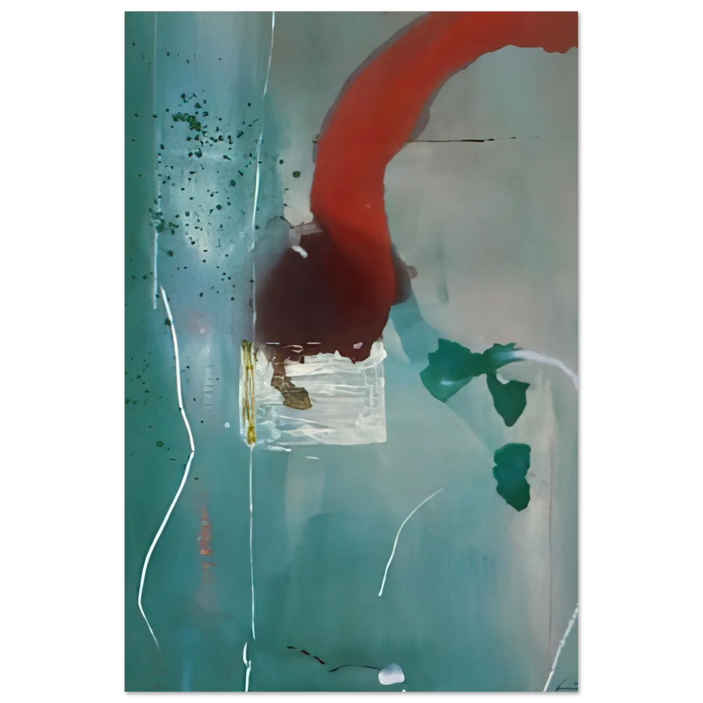 Helen Frankenthaler - Square One - 1985 Wall art - 21x29.7 cm / 8x12" - Premium Wooden Framed Poster With Fine Art Paper - White frame