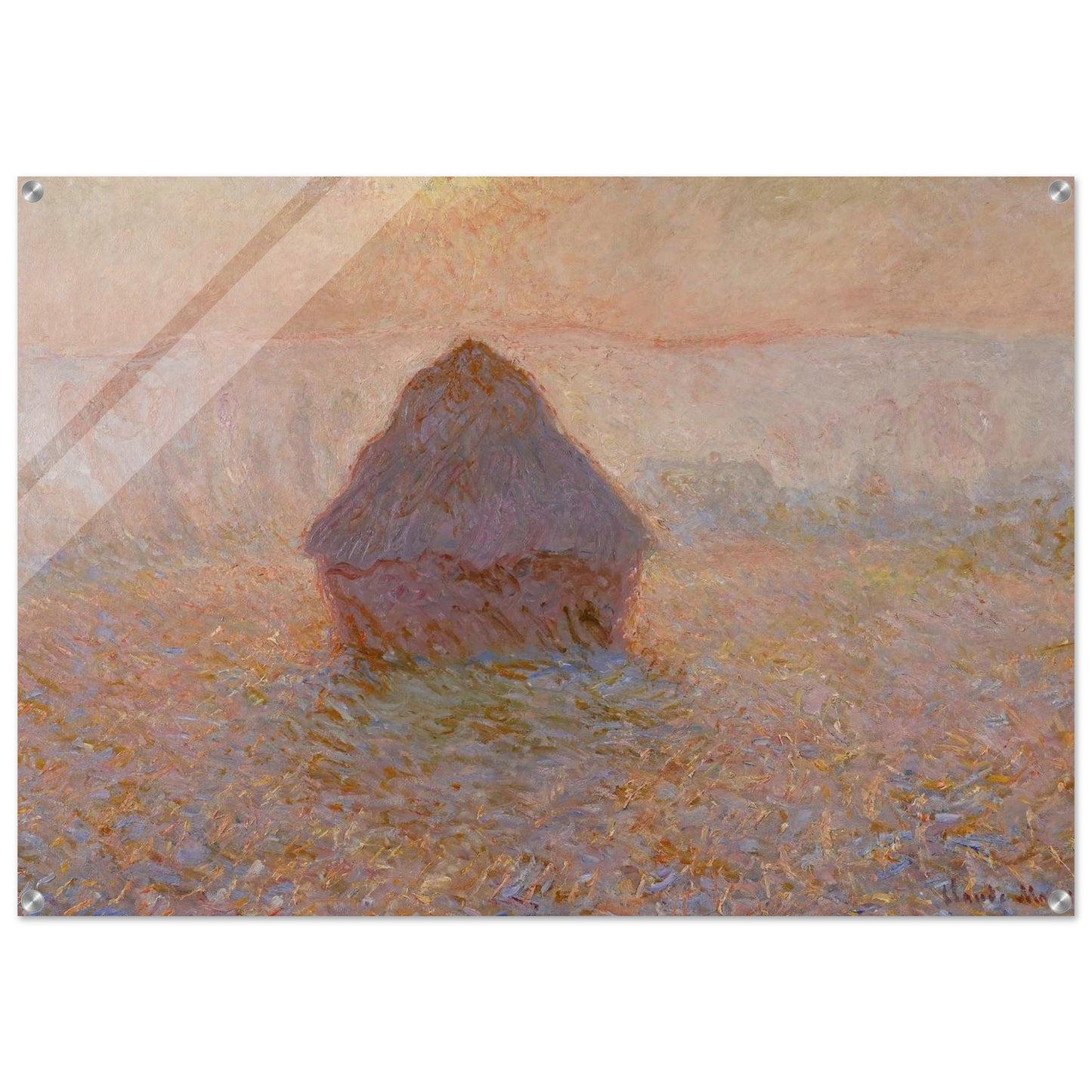 Grainstack, Sun in the Mist - claude monet Acrylic Print - 70x100 cm / 28x40″ inches | claude monet Wall Art | claude monet Prints