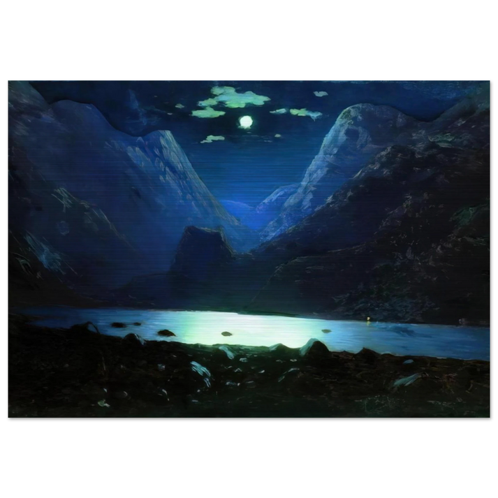 Daryal pass. Moonlight Night - Arkhyp Kuindzhi Brushed Aluminum Print - 70x100 cm / 28x40 inches | Arkhyp Kuindzhi Aluminum Print | Arkhyp Kuindzhi Prints
