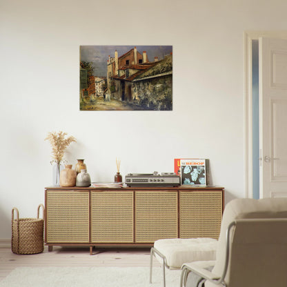 THE HOUSE OF MIMI PINSON IN MONTMARTRE - Maurice Utrillo Brushed Aluminum Print - 70x100 cm / 28x40 inches | Maurice Utrillo Aluminum Print | Maurice Utrillo Prints