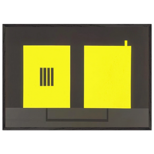 Prison  Cell with Smokestack  Conduit - 1985 - Peter Halley 70x100 cm / 28x40 inches Framed Art Print – Black Wooden Frame