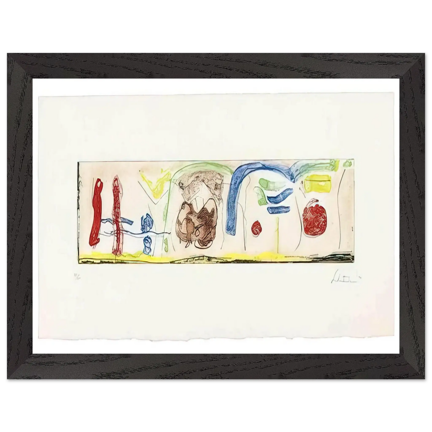 Helen Frankenthaler - Bridges - 1996 Wall art - 28x43  cm / XL (11x17 Inches) - Premium Wooden Framed Poster With Fine Art Paper - Wood frame