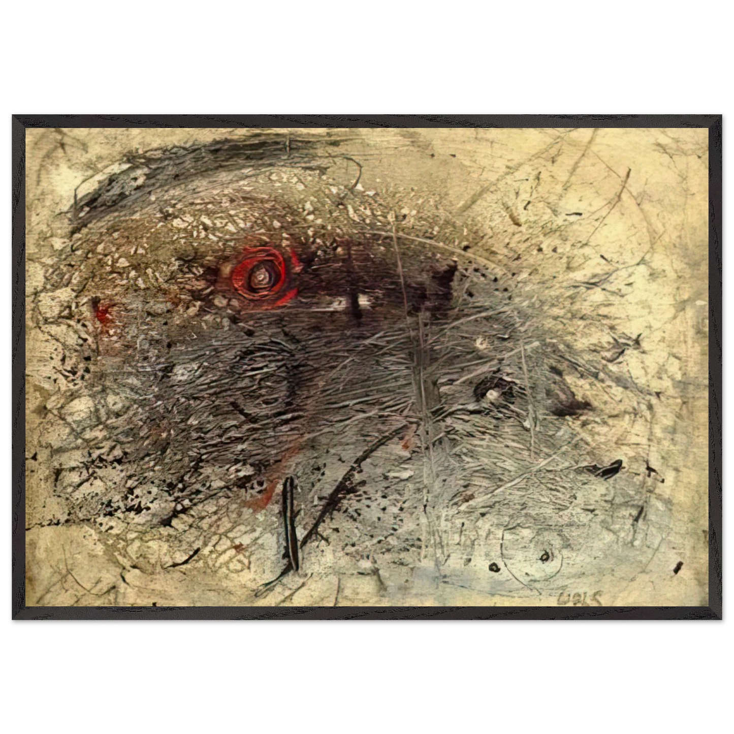 Untitled 6 - Tachisme - Wols 70x100 cm / 28x40 inches Framed Art Print – Black Wooden Frame