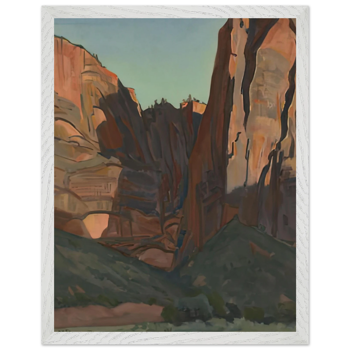 Maynard Dixon - NOTCH IN THE WALL ZION NATIONAL PARK AUGUST 1933 1933 Wall art - A1 (59.4 x 84.1  cm) - Premium Wooden Framed Poster With Fine Art Paper-canvas - Wood frame