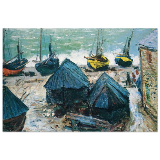 Boats on the Beach at Etretat - claude monet Art Prints - 100x150 cm / 40x60″ inches | claude monet Poster | claude monet Prints