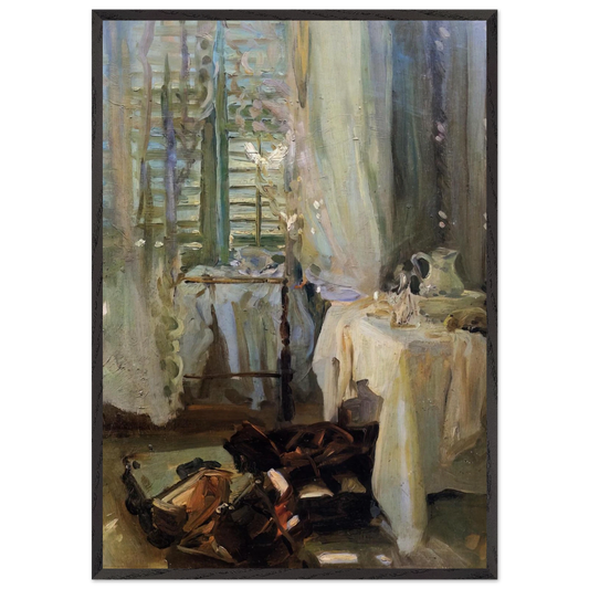 A Hotel Room - John Singer Sargent 70x100 cm / 28x40 inches Framed Art Print – Black Wooden Frame