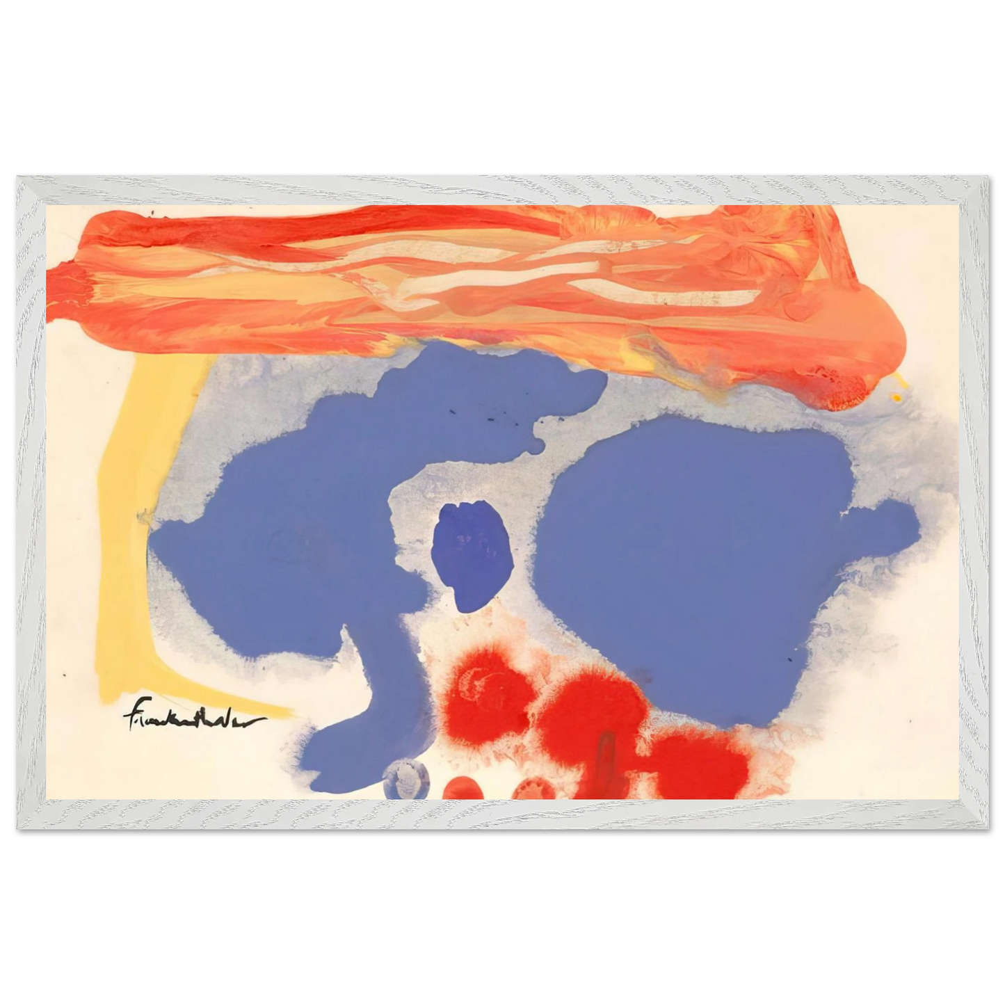 Helen Frankenthaler - Summerscene, Provincetown - 1961 Wall art - 40x50 cm / 16x20 inches - Premium Wooden Framed Poster With Fine Art Paper-canvas - White frame
