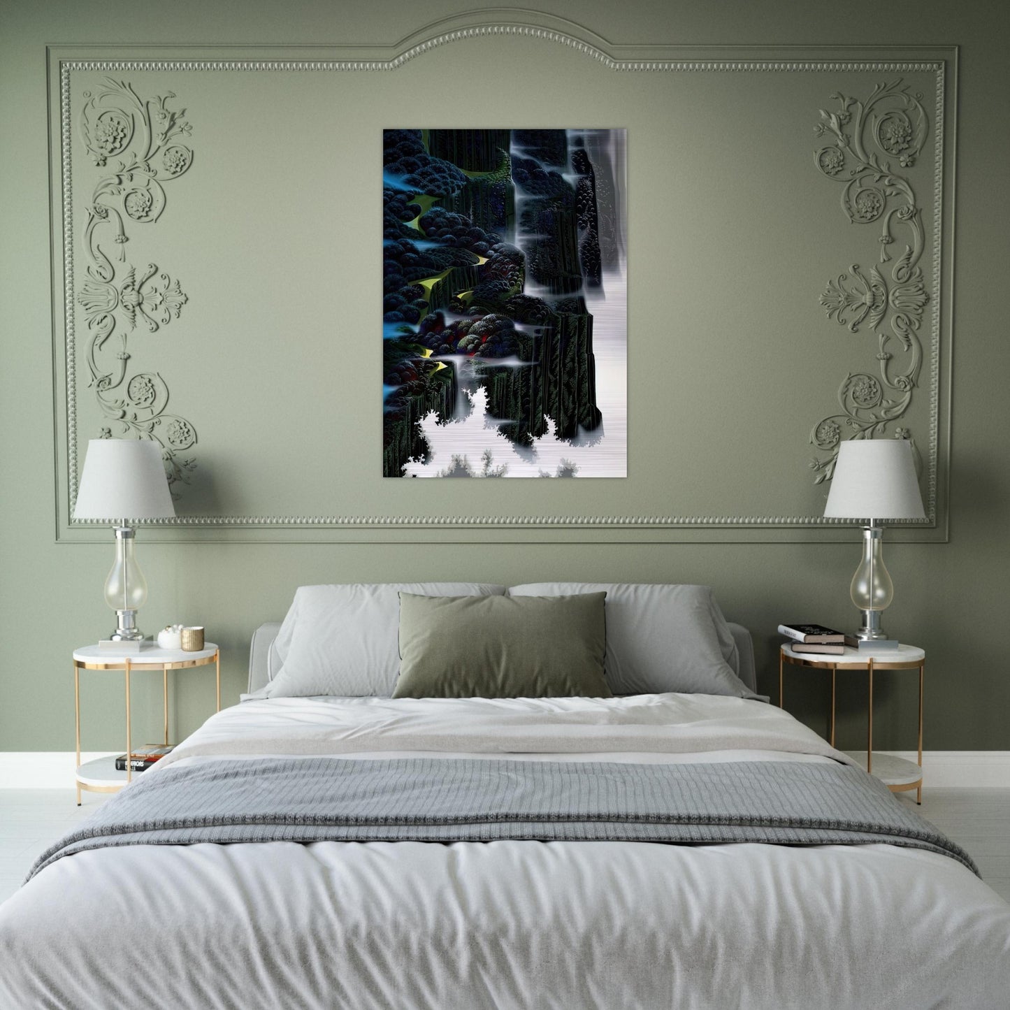 Sea Cliffs Rising - Eyvind Earle Brushed Aluminum Print - 70x100 cm / 28x40 inches | Eyvind Earle Aluminum Print | Eyvind Earle Prints