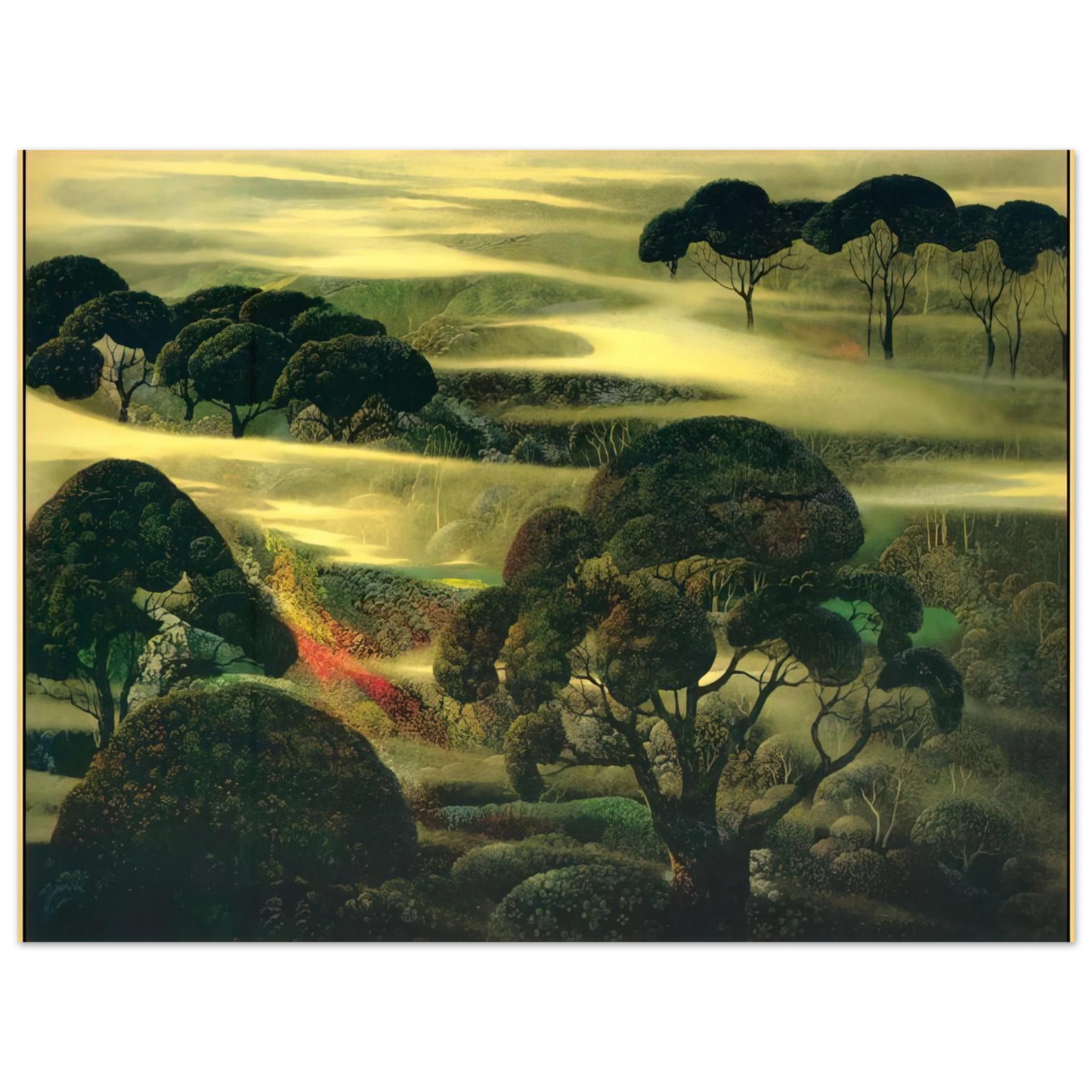 Eyvind Earle - Forest in Fog  75x100 cm / 30x40inches Fine Art Poster