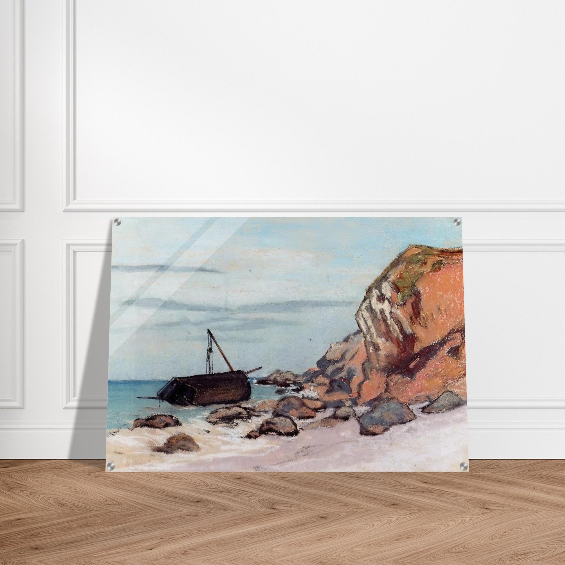 Saint-Adresse, Beached Sailboat - claude monet Acrylic Print - 70x100 cm / 28x40″ inches