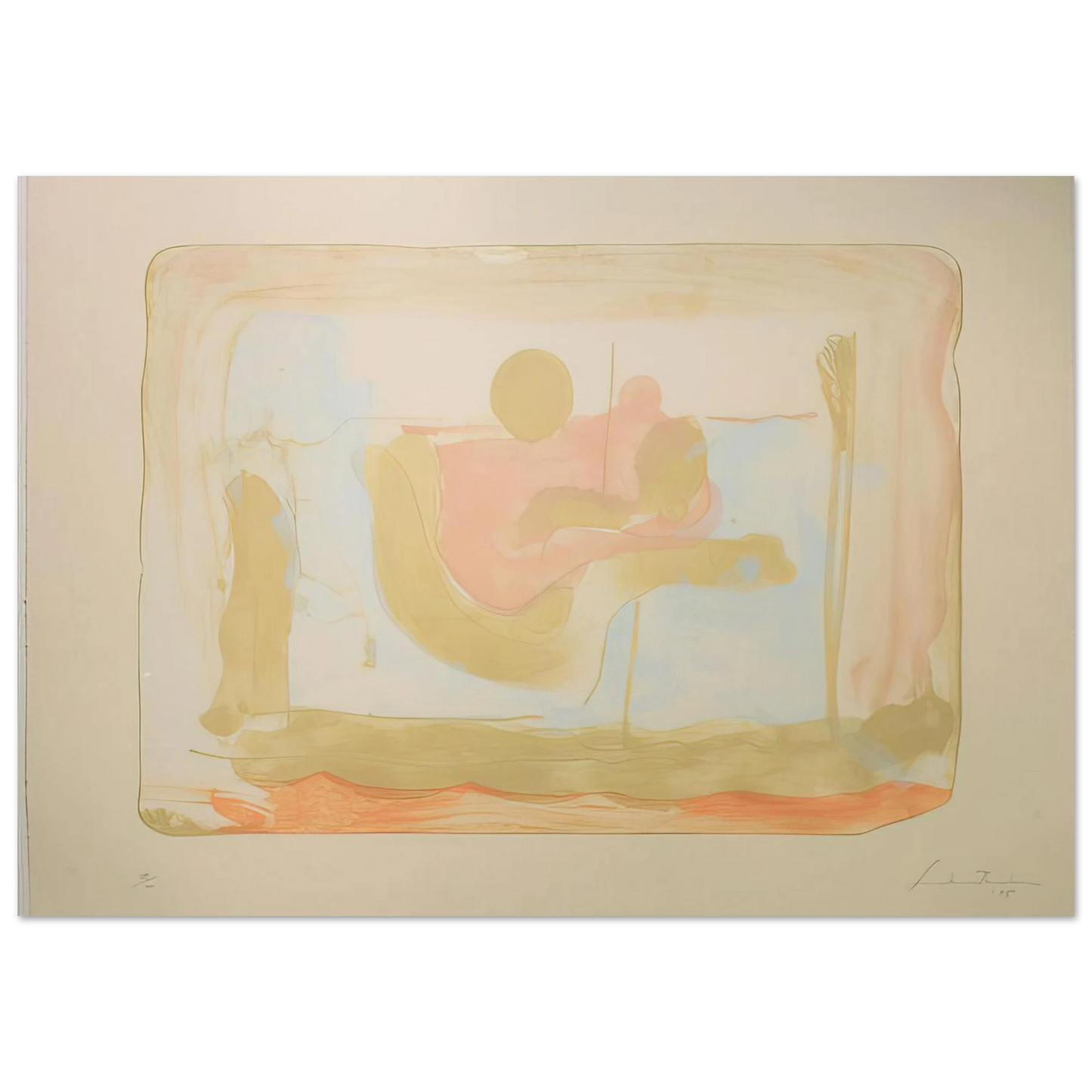 Helen Frankenthaler - Reflections I - 1995 Wall art - 45x60 cm / 18x24 inches - Premium Wooden Framed Poster With Fine Art Paper-canvas - White frame
