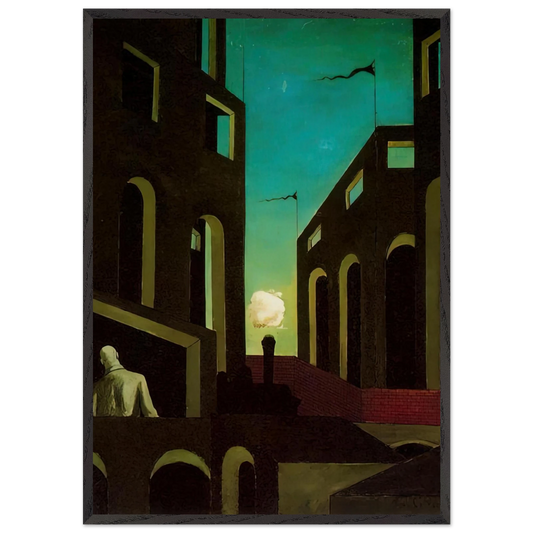 HAPPINESS OF RETURNING 1915 - Giorgio de Chirico 70x100 cm / 28x40 inches Framed Art Print – Black Wooden Frame