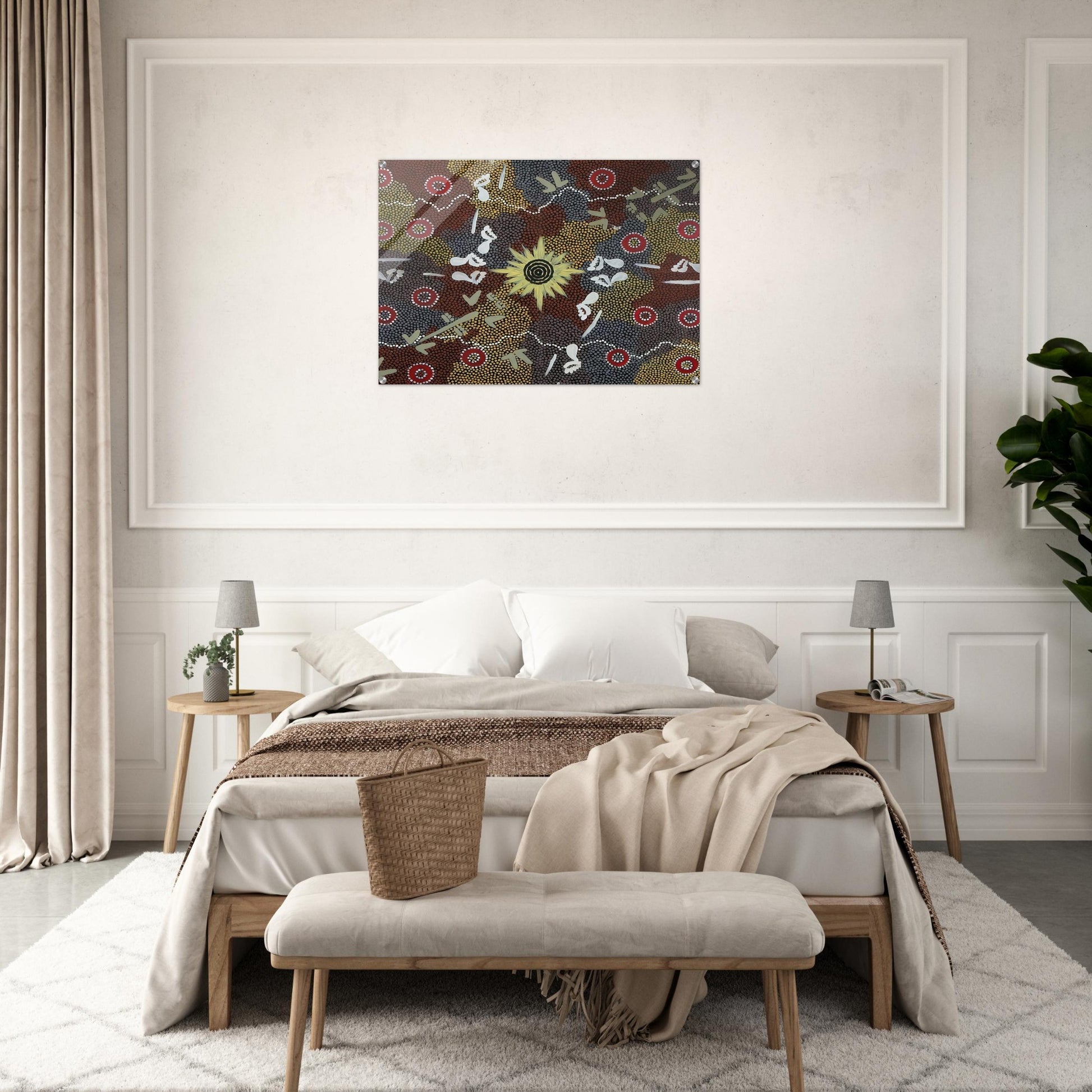 Frog and Kangaroo Dreaming - Native Art - Clifford Possum Tjapaltjarri Acrylic Print - 70x100 cm / 28x40″ inches
