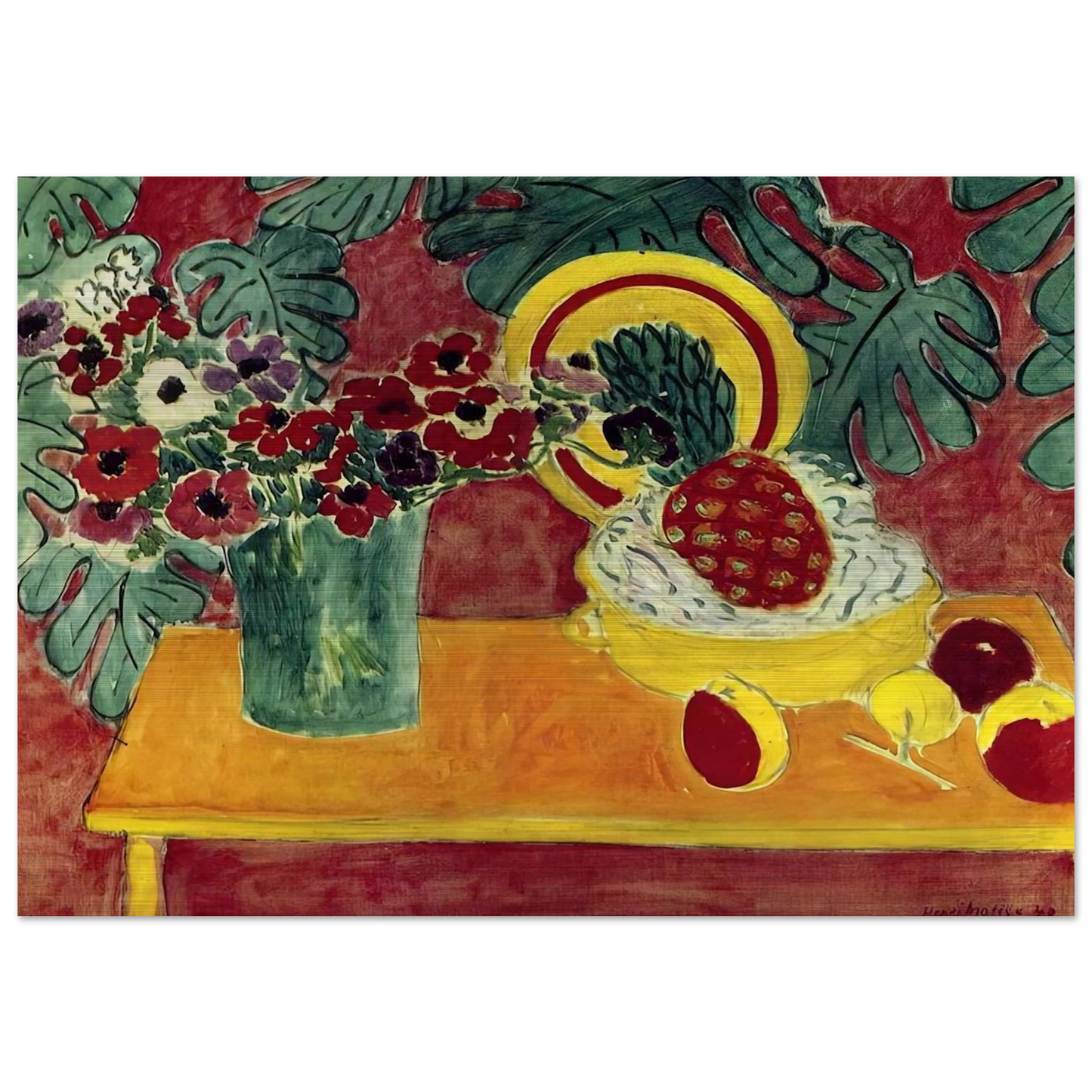 PINEAPPLE AND ANEMONES 1940 - Henri Matisse Brushed Aluminum Print - 70x100 cm / 28x40 inches | Henri Matisse Aluminum Print | Henri Matisse Prints